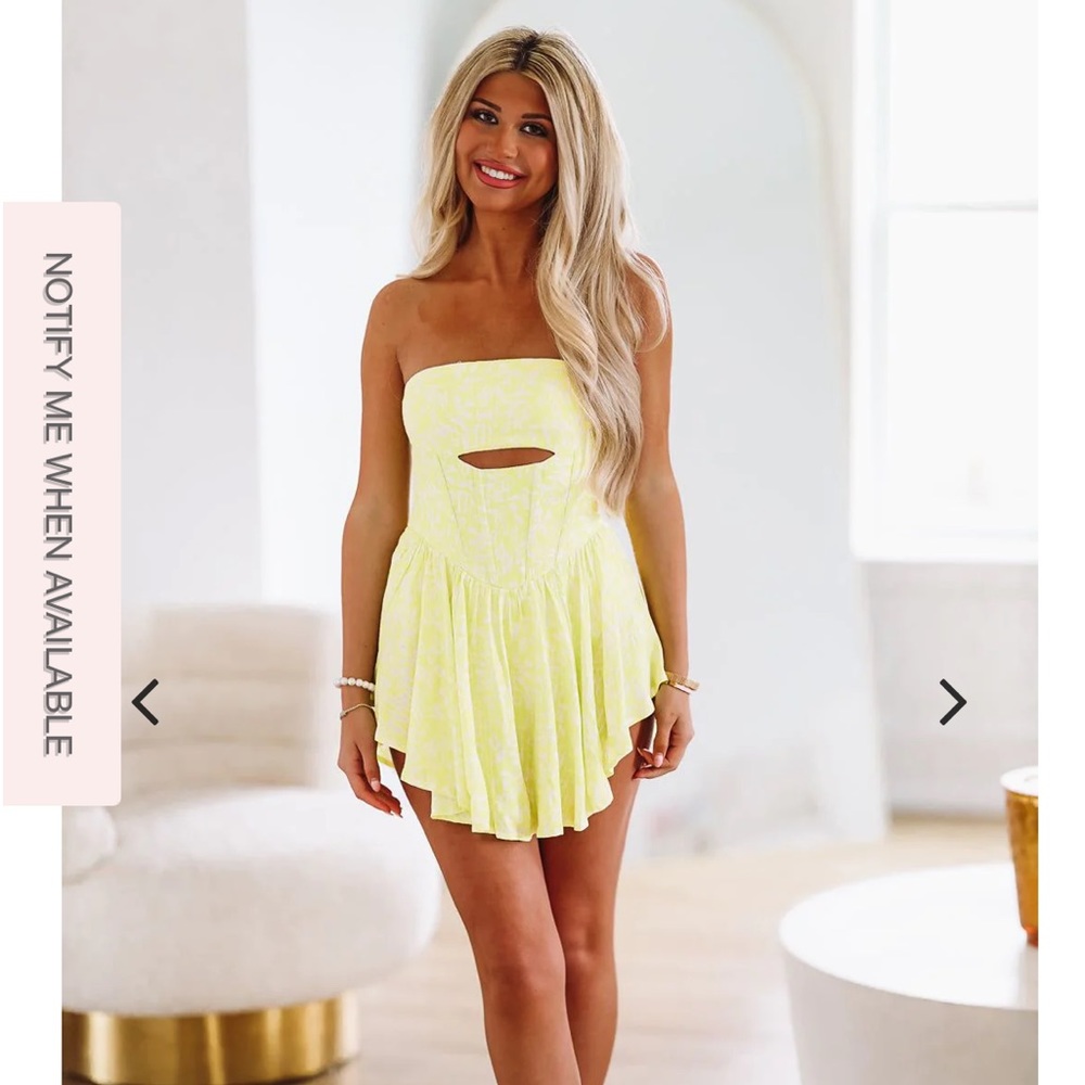 Strapless Yellow Cutout Mini Dress